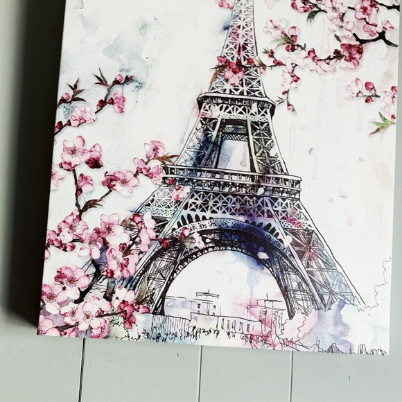 HAVEN HOME DECOR Cherry Blossom Paris Eiffel Tower Canvas Hanging Wall Art - Picture 4 of 6